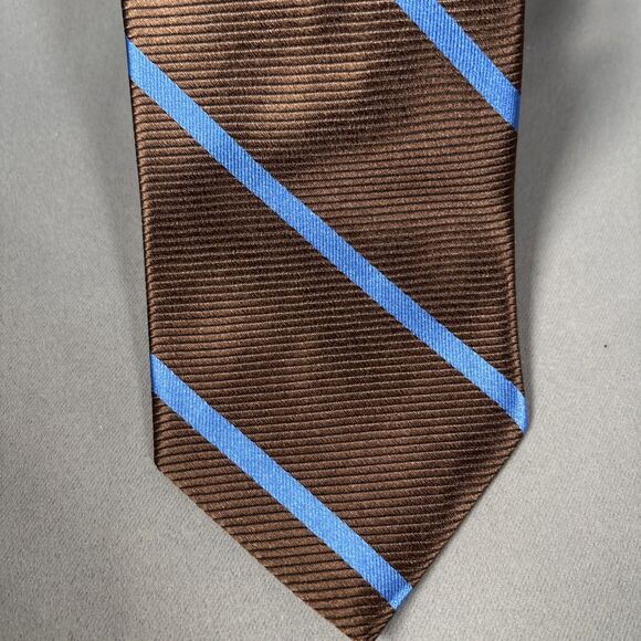 NWT Brooks Brothers “346” Tie Dark Bronze‎ Blue Stripe L:57” W:3.5” - Picture 1 of 7